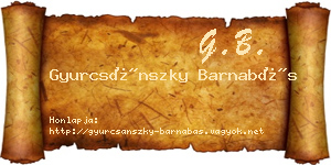 Gyurcsánszky Barnabás névjegykártya